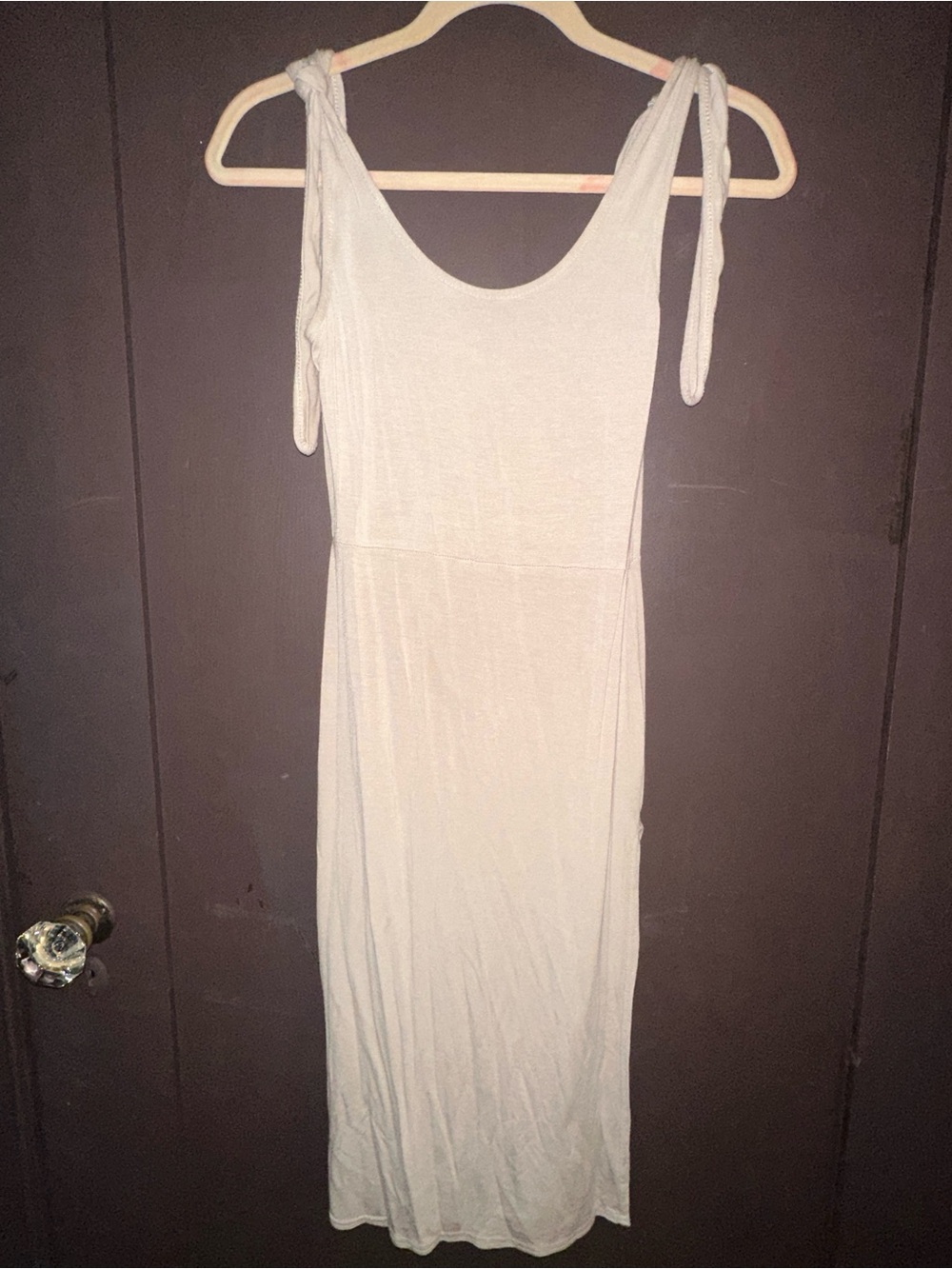 PrettyLittleThing Cream Tie-Shoulder Maxi Dress